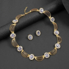 Elegant Gold Plated Crystal Jewelry Set For Weddings and Parties