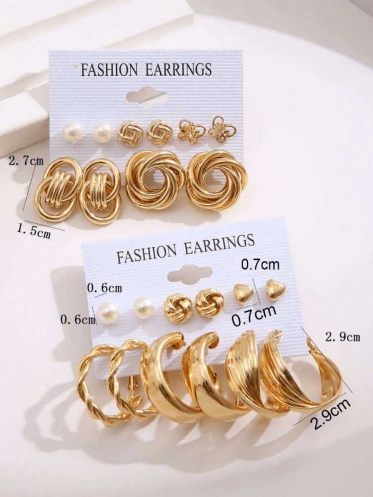 Women's 22 Piece Gold Plated Combo Set Stud And Hoop Earrings
