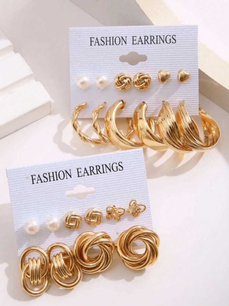 Women's 22 Piece Gold Plated Combo Set Stud And Hoop Earrings