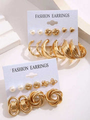 Women's 22 Piece Gold Plated Combo Set Stud And Hoop Earrings