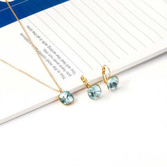Golden Plated Stainless Steel Jewelry Set Pendant Necklace and Earrings