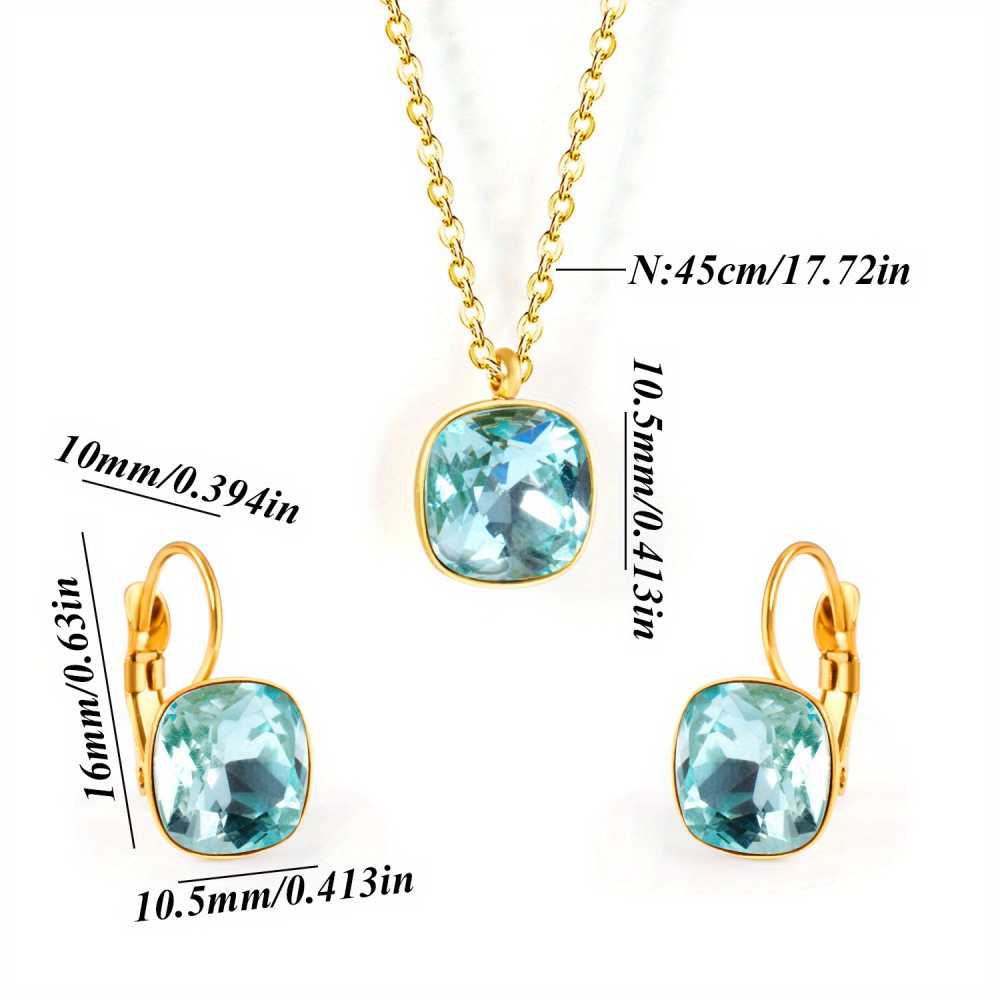 Golden Plated Stainless Steel Jewelry Set Pendant Necklace and Earrings
