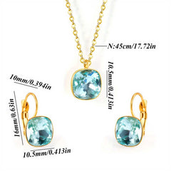 Golden Plated Stainless Steel Jewelry Set Pendant Necklace and Earrings