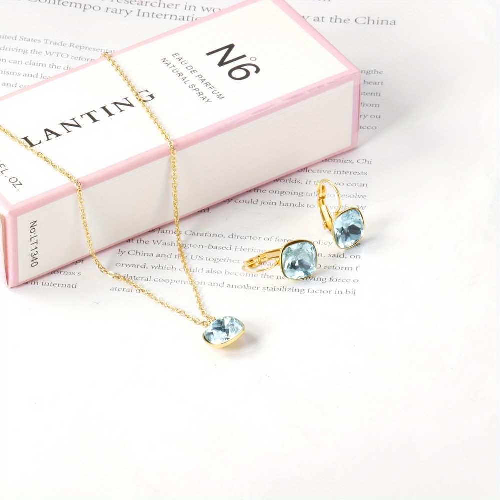 Golden Plated Stainless Steel Jewelry Set Pendant Necklace and Earrings