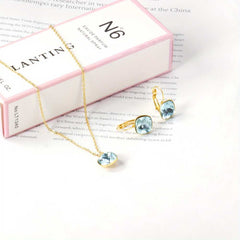 Golden Plated Stainless Steel Jewelry Set Pendant Necklace and Earrings