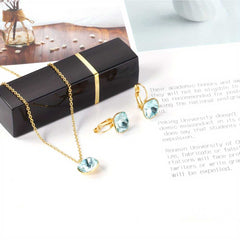 Golden Plated Stainless Steel Jewelry Set Pendant Necklace and Earrings