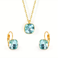 Golden Plated Stainless Steel Jewelry Set Pendant Necklace and Earrings