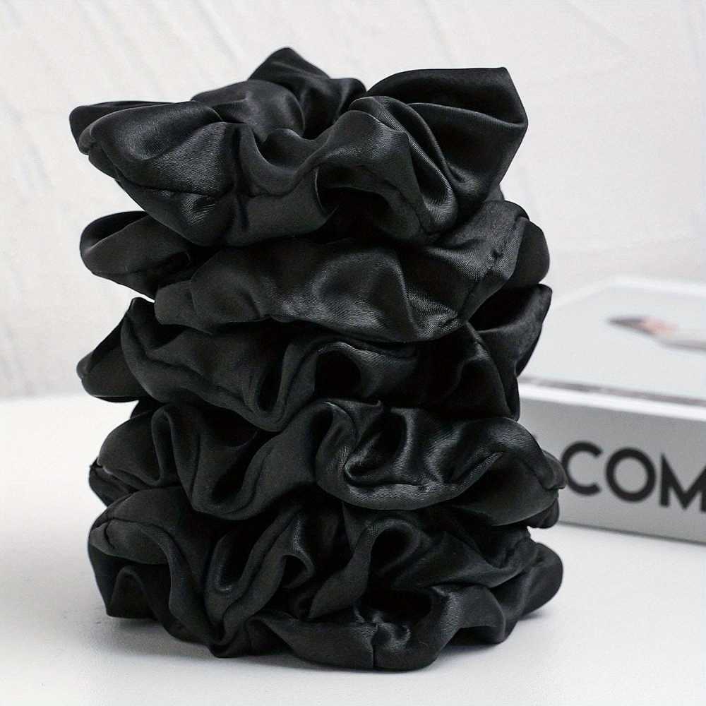 6pcs Elegant Satin Scrunchies Set for Women Solid Color Hair Ties