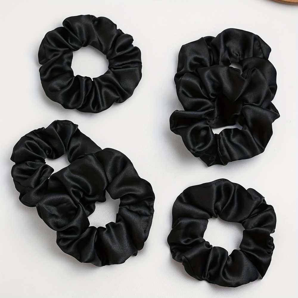 6pcs Elegant Satin Scrunchies Set for Women Solid Color Hair Ties