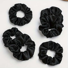 6pcs Elegant Satin Scrunchies Set for Women Solid Color Hair Ties