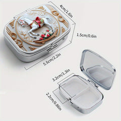 Vintage Rocking Horse Print Pill Organizer Box