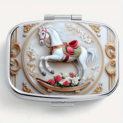 Vintage Rocking Horse Print Pill Organizer Box