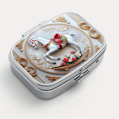 Vintage Rocking Horse Print Pill Organizer Box