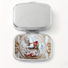 Vintage Rocking Horse Print Pill Organizer Box