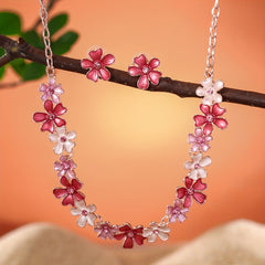 Elegant Floral Jewelry Set with Artificial Crystals Alloy Necklace and Earrings