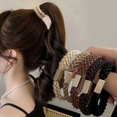 5pcs Trendy Braided Elastic Hair Ties Ponytail Holders For Women