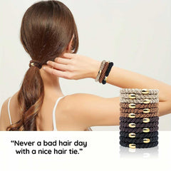 15PCS Women&rsquo;s Elastic Hair Ties With Metallic Beads Elegant Hair Accessory