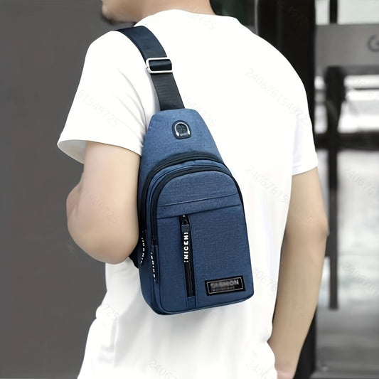 Men's Portable Travel Nylon Chest Bag Casual Sports Shoulder Crossbody Bag