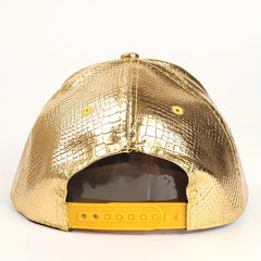 Leather Hip Hop Flat Brim Hat Dollar Point Drill Crocodile Print Baseball Cap