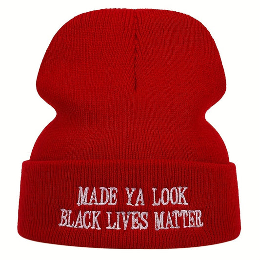 Knitted Hat Embroidery Ski Winter Beanie Skullies Cap Hip H