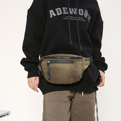 Fluorescent Waist Bag Leather Zipper Ornament Chest Bag