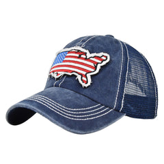 Embroidered American Flag Baseball Cap Duck Tongue Mesh Sunshade Net Cap