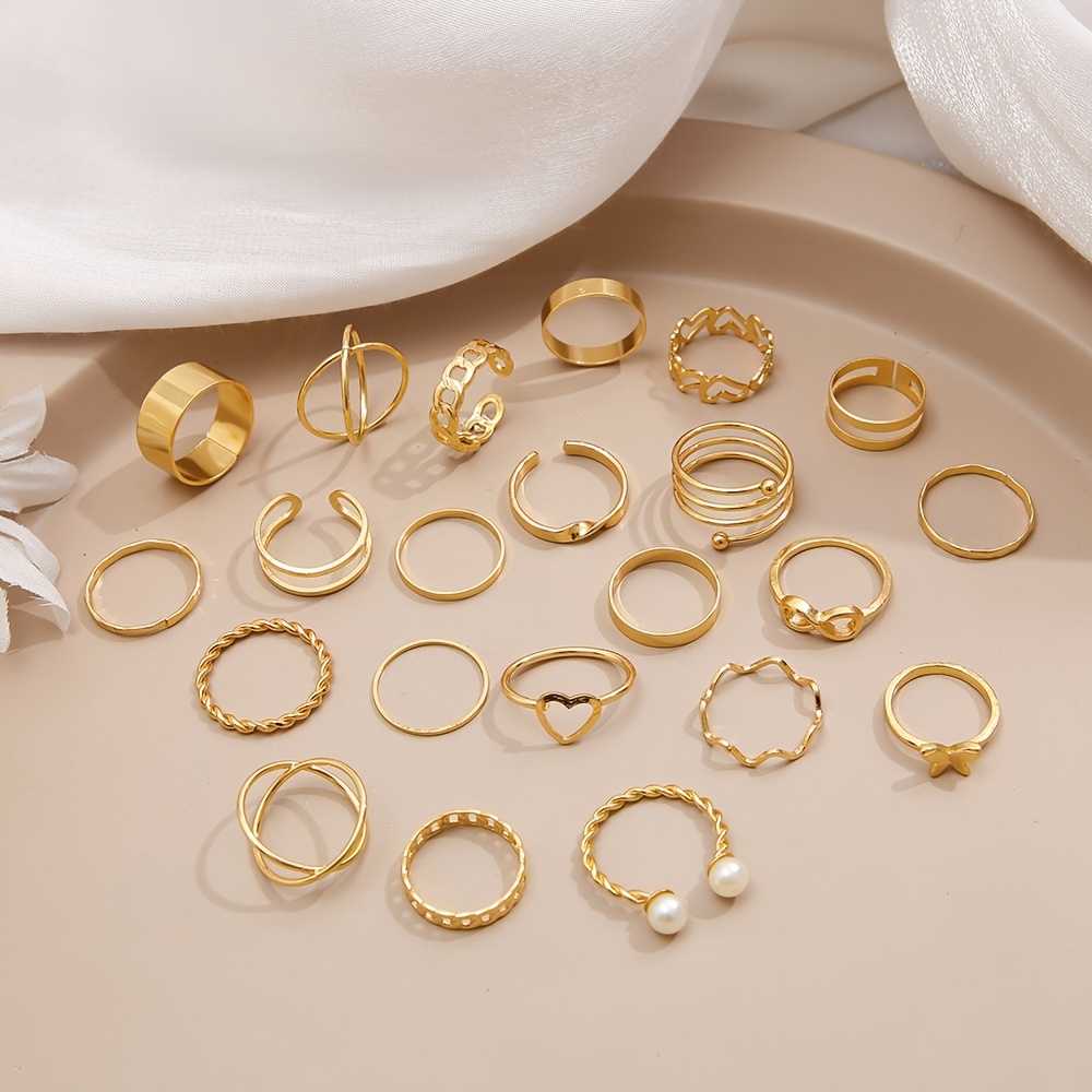 Women's Fashion Frill Plushy Gold Plated Adjustable Rings