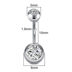 Women's Silver Plated Belly Button Ring With Cubic Zirconia
