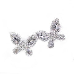 Women's Silver Plated Butterfly Stud Earrings With Zirconia