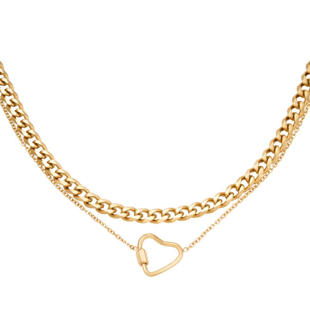 Women's Stainless Steel Layered Necklace With Heart Pendant
