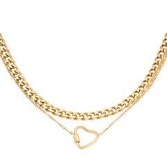 Women's Stainless Steel Layered Necklace With Heart Pendant