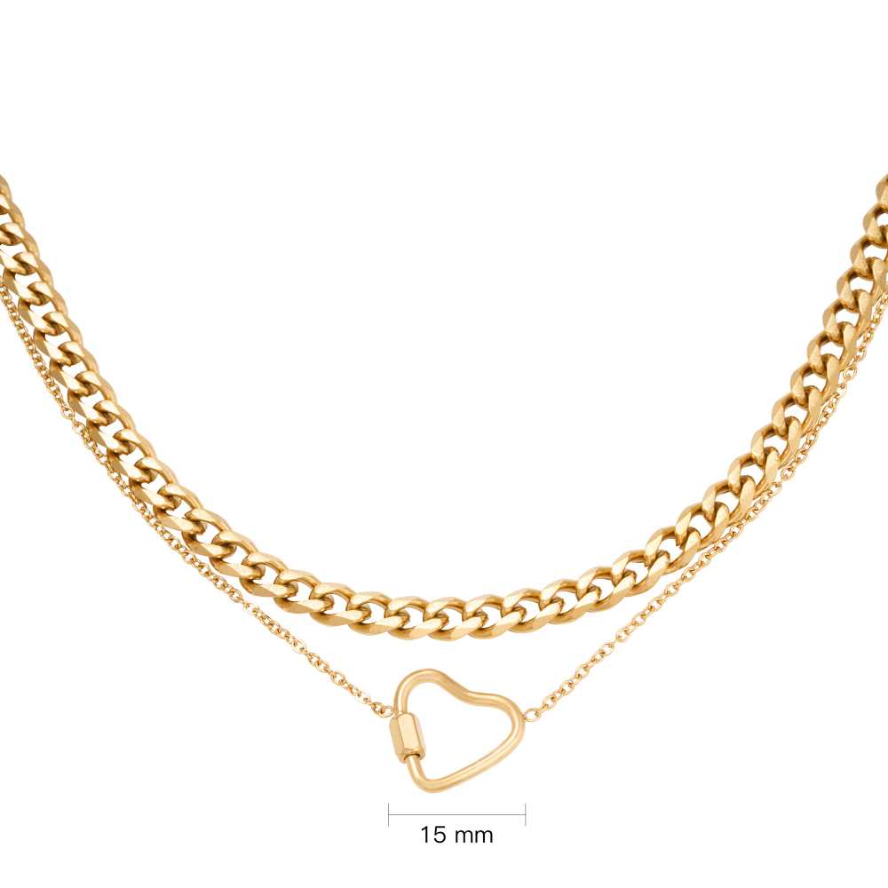 Women's Stainless Steel Layered Necklace With Heart Pendant