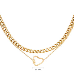 Women's Stainless Steel Layered Necklace With Heart Pendant