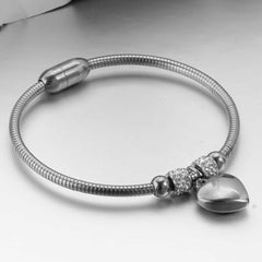 Women's Silver Plated Heart Drop Bracelet With Crystal Stones