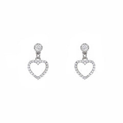 Women's Silver Plated Heart Drop Earring With Zirconia