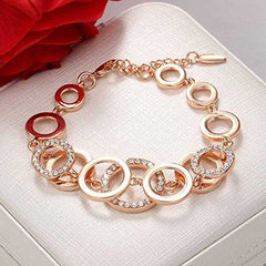 Women's Circle Shaped Zirconia Bracelet In Rose Gold