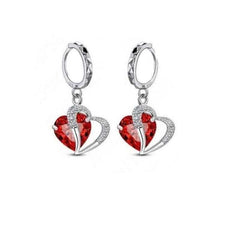 Women's Cubic Zirconia Heart Pendant Necklace And Earring Set with Personalized Wife Message Card