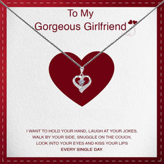 Women's Silver Plated Zirconia Heart Pendant with Personalized Message Card For Girlfriend