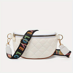 Quilted Wide Strap Chest Bag PU Leather Crossbody Bag