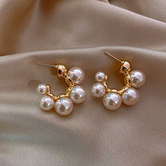 Elegant Hoop Earrings With Faux Pearls, Elegant Ear Jewelry.