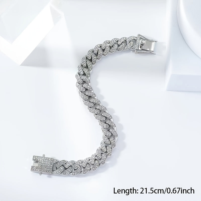 Unisex Silver And Gold Plated Zirconia Elegant Chain Bracelets