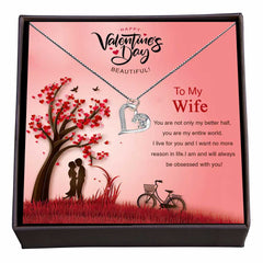 Women's Silver Plated Heart Pendant Necklace With Message Card To My Wife