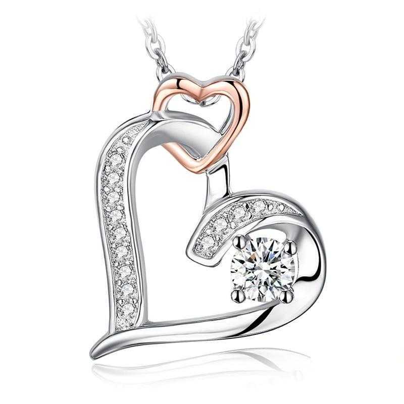 Women's Silver Plated Heart Pendant Necklace With Message Card To My Wife