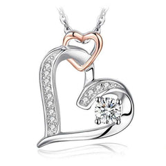 Women's Silver Plated Heart Pendant Necklace With Message Card To My Wife