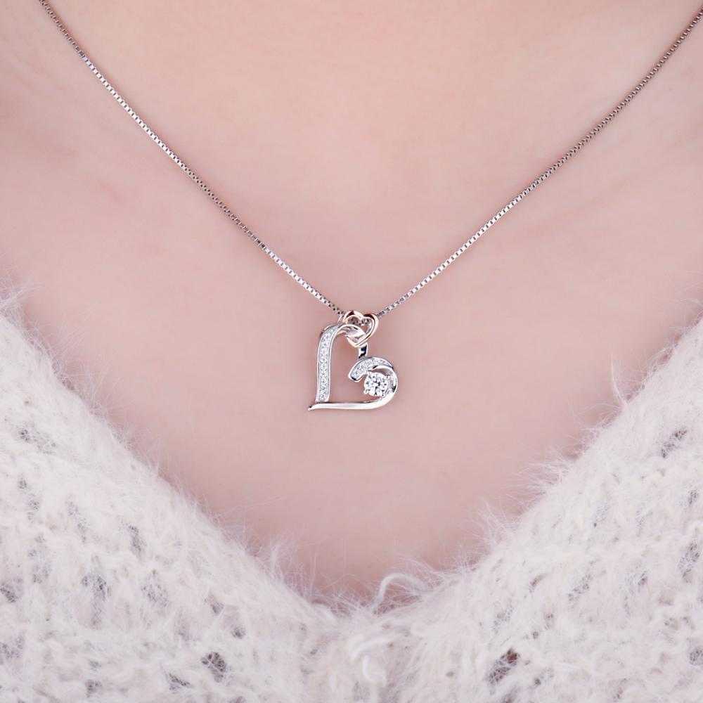 Women's Silver Plated Heart Pendant Necklace With Message Card To My Wife