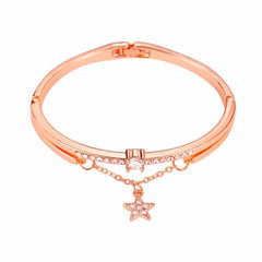 Women's Rose Gold Dangle Drop Star Bracelet With Cubic Zirconia