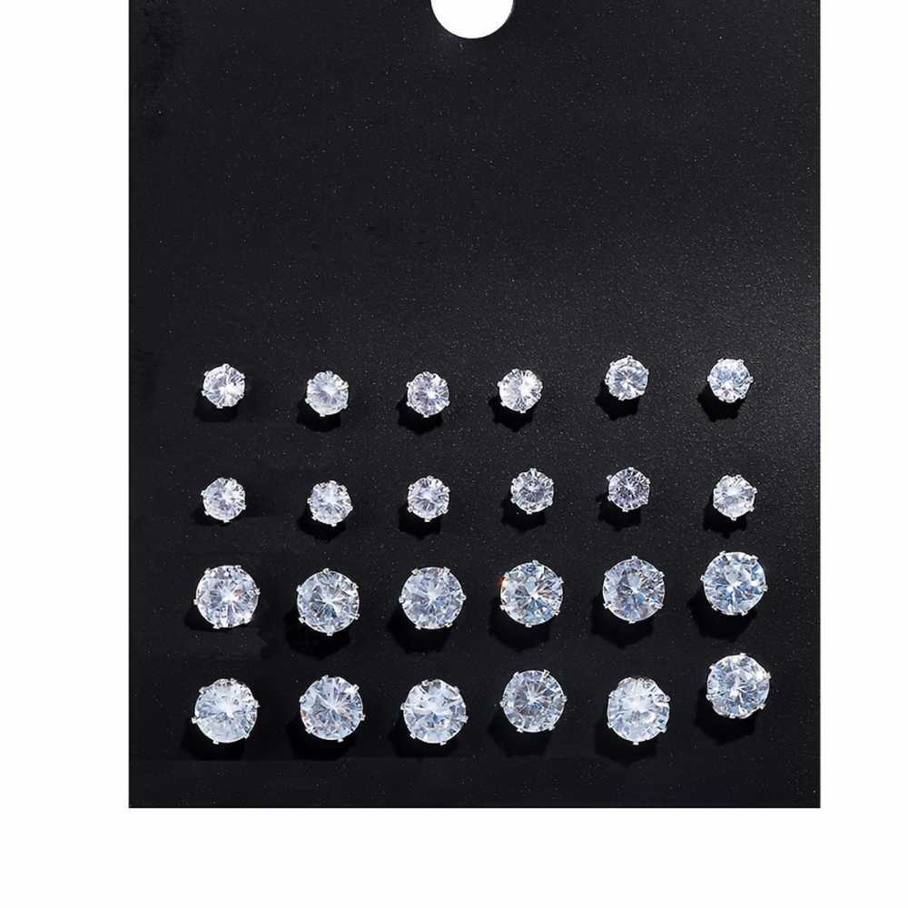 Women's Silver Plated Multi Size Cubic Zircon Round Cut Stud Earring