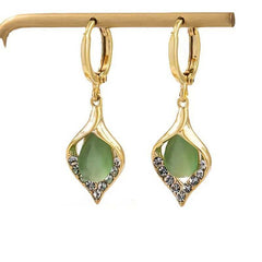 Women's Gold Plated Tulip Petal Opal Zircon Drop Earring