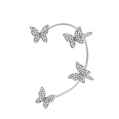 Women's Silver Plated Zircon Cuff Wrap Butterfly Crawler Earring