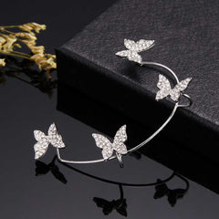 Women's Silver Plated Zircon Cuff Wrap Butterfly Crawler Earring